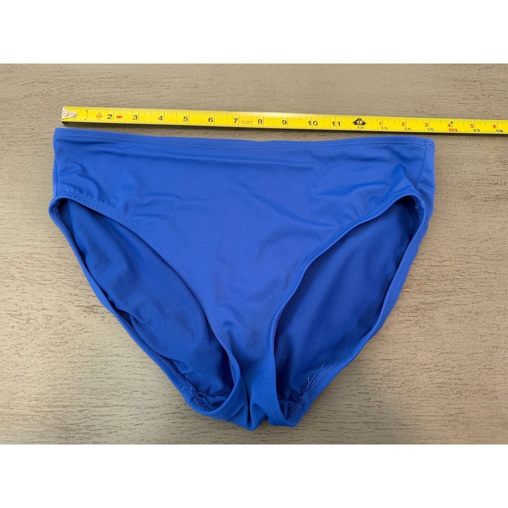 Tropical Escape Womens Blue Bikini Bottom Swimsuit Size 8 High Leg Solid Classic